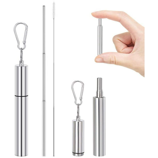 Portable Stainless Steel Telescopic Drinking Straw Travel Straw Reusable Brush 